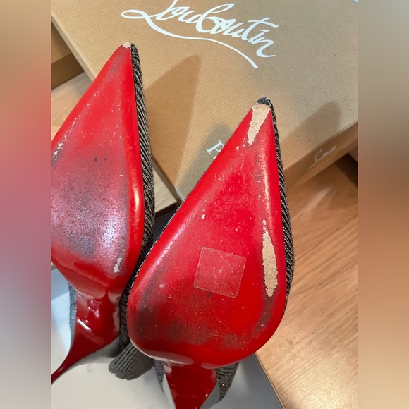 Christian Louboutin Tricot Lurex Sandrine 80 Sock Ankle Boots 42 Grey - Picture 4 of 11